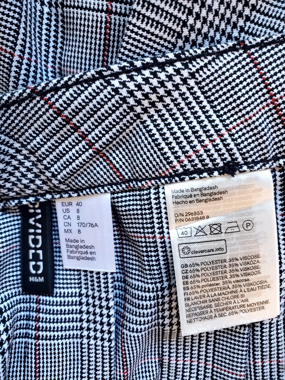 H&M Divided Plaid Pleated Skirt – Black White – Size 8 / EUR 40 - Picture 9 of 11